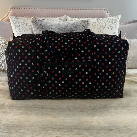 Vera Bradley Handbags - VERA BRADLEY Havana Dots 2017 Lightweight Large Duffle BagBlack Red Polka Travel